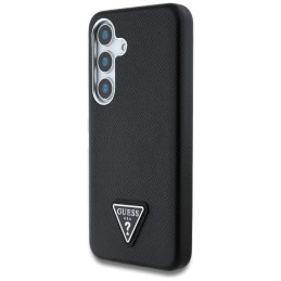 „Guess“ grūdėto trikampio logotipo „MagSafe“ dėklas, skirtas „Samsung Galaxy S25“ – juodas