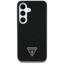 „Guess“ grūdėto trikampio logotipo „MagSafe“ dėklas, skirtas „Samsung Galaxy S25“ – juodas