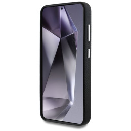 „Guess“ grūdėto trikampio logotipo „MagSafe“ dėklas, skirtas „Samsung Galaxy S25“ – juodas