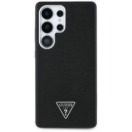 „Guess“ grūdėto trikampio logotipo „MagSafe“ dėklas, skirtas „Samsung Galaxy S25 Ultra“ – juodas