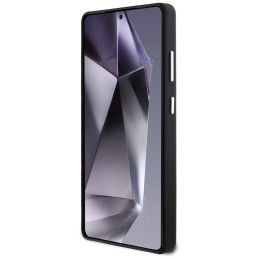 „Guess“ grūdėto trikampio logotipo „MagSafe“ dėklas, skirtas „Samsung Galaxy S25 Ultra“ – juodas