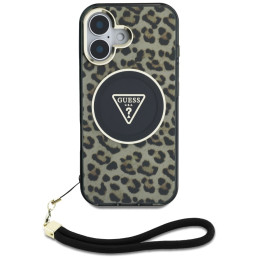 „Guess“ HC IML leopardo trikampio formos laidinis dėklas „MagSafe iPhone 16“ – rudas