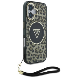 „Guess“ HC IML leopardo trikampio formos laidinis dėklas „MagSafe iPhone 16“ – rudas