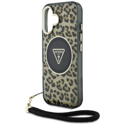 „Guess“ HC IML leopardo trikampio formos laidinis dėklas „MagSafe iPhone 16“ – rudas