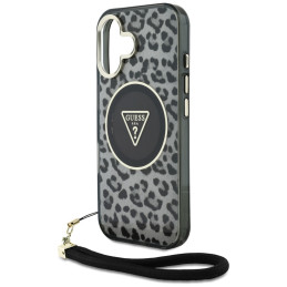 „Guess“ HC IML leopardo formos trikampio formos laidinis dėklas „MagSafe“, skirtas „iPhone 16“ – juodas