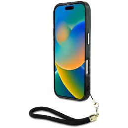 „Guess“ HC IML leopardo trikampio formos laidinis dėklas „MagSafe“ dėklui, skirtas „iPhone 16 Pro Max“ – juodas