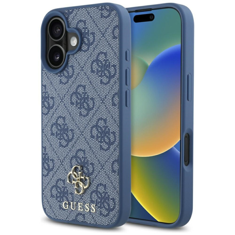 „Guess“ HC PU 4G mažas 4G ir klasikinis dėklas, skirtas „iPhone 16 MagSafe“ – mėlynas