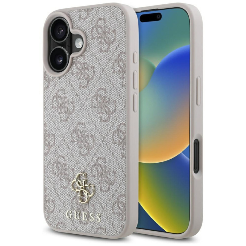 „Guess“ HC PU 4G mažas 4G ir klasikinis „iPhone 16 MagSafe“ dėklas – rožinis
