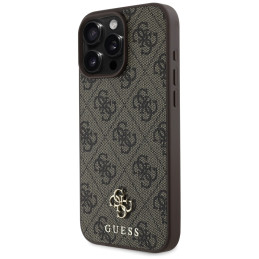 „Guess“ HC PU 4G mažas 4G ir klasikinis dėklas, skirtas „iPhone 16 Pro MagSafe“ – rudas