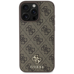 „Guess“ HC PU 4G mažas 4G ir klasikinis dėklas, skirtas „iPhone 16 Pro MagSafe“ – rudas