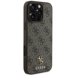„Guess“ HC PU 4G mažas 4G ir klasikinis dėklas, skirtas „iPhone 16 Pro MagSafe“ – rudas