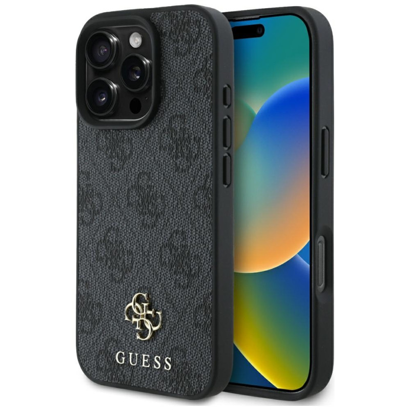 „Guess“ HC PU 4G mažas 4G ir klasikinis dėklas, skirtas „iPhone 16 Pro Max MagSafe“ – juodas