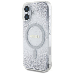 „Guess“ HC dervos dugnu blizgantis „MagSafe“ dėklas, skirtas „iPhone 16“ – sidabrinis