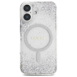 „Guess“ HC dervos dugnu blizgantis „MagSafe“ dėklas, skirtas „iPhone 16“ – sidabrinis