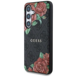 „Guess“ odinis 4G metalinis klasikinis „MagSafe“ dėklas, skirtas „Samsung Galaxy S25“ – juodas