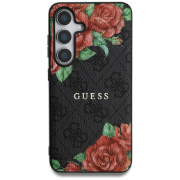 „Guess“ odinis 4G metalinis klasikinis „MagSafe“ dėklas, skirtas „Samsung Galaxy S25“ – juodas