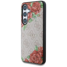 „Guess“ odinis 4G metalinis klasikinis „MagSafe“ dėklas, skirtas „Samsung Galaxy S25“ – rožinis