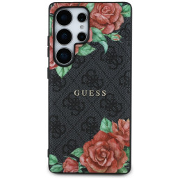 „Guess“ odinis 4G metalinis klasikinio logotipo „MagSafe“ dėklas, skirtas „Samsung Galaxy S25 Ultra“ – juodas