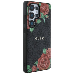 „Guess“ odinis 4G metalinis klasikinio logotipo „MagSafe“ dėklas, skirtas „Samsung Galaxy S25 Ultra“ – juodas