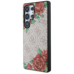 „Guess“ odinis 4G metalinis, klasikinio logotipo „MagSafe“ dėklas, skirtas „Samsung Galaxy S25 Ultra“ – rožinis