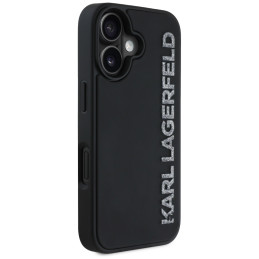 Karl Lagerfeld HC 3D guminis pailgas blizgučių dėklas iPhone 16 telefonui – juodas