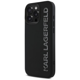 Karl Lagerfeld HC 3D guminis pailgas blizgučių dėklas iPhone 16 Pro Max - juodas