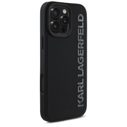 Karl Lagerfeld HC 3D guminis pailgas blizgučių dėklas iPhone 16 Pro Max - juodas