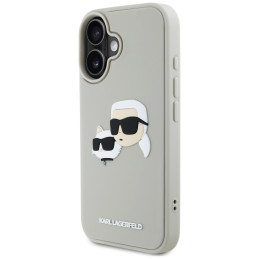 Karl Lagerfeld HC 3D guminis dvigubų galvučių iPhone 16 dėklas – smėlio spalvos