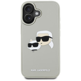Karl Lagerfeld HC 3D guminis dvigubų galvučių iPhone 16 dėklas – smėlio spalvos