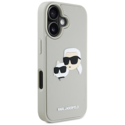 Karl Lagerfeld HC 3D guminis dvigubų galvučių iPhone 16 dėklas – smėlio spalvos
