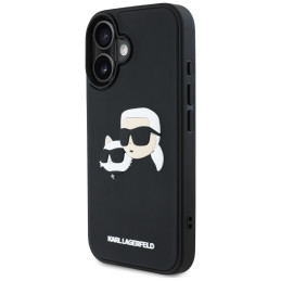 Karl Lagerfeld HC 3D guminis dvigubų galvučių iPhone 16 dėklas – juodas