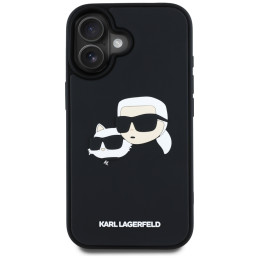 Karl Lagerfeld HC 3D guminis dvigubų galvučių iPhone 16 dėklas – juodas