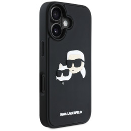 Karl Lagerfeld HC 3D guminis dvigubų galvučių iPhone 16 dėklas – juodas