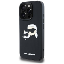 Karl Lagerfeld HC 3D guminis dvigubų galvučių iPhone 16 Pro dėklas - juodas