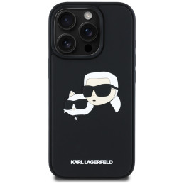 Karl Lagerfeld HC 3D guminis dvigubų galvučių iPhone 16 Pro dėklas - juodas