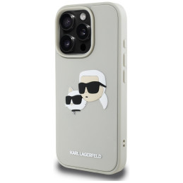 Karl Lagerfeld HC 3D Rubber Double Heads iPhone 16 Pro Max dėklas – smėlio spalvos