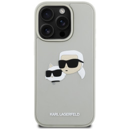 Karl Lagerfeld HC 3D Rubber Double Heads iPhone 16 Pro Max dėklas – smėlio spalvos