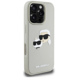 Karl Lagerfeld HC 3D Rubber Double Heads iPhone 16 Pro Max dėklas – smėlio spalvos