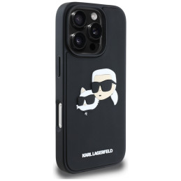 Karl Lagerfeld HC 3D guminis dvigubų galvučių iPhone 16 Pro Max dėklas - juodas