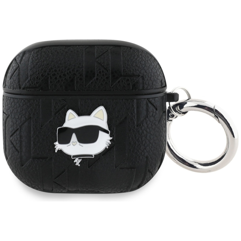 Karl Lagerfeld Monogram Choupette dėklas AirPods 4 ausinėms – juodas