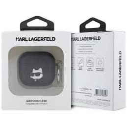 Karl Lagerfeld Monogram Choupette dėklas AirPods 4 ausinėms – juodas