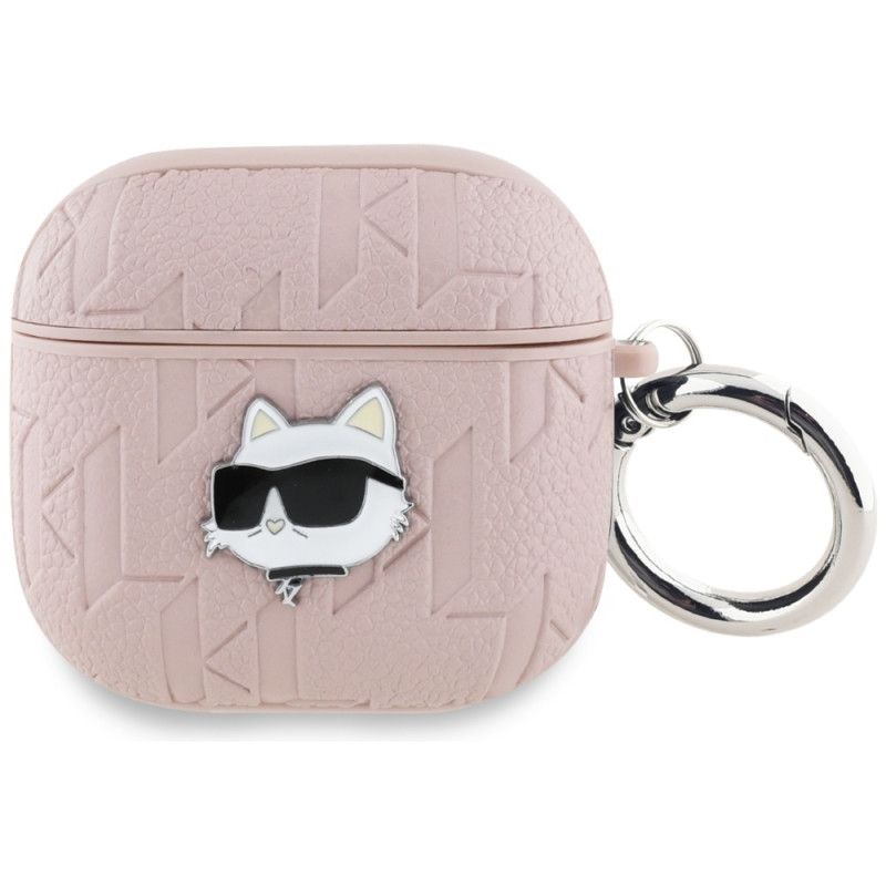 Karl Lagerfeld Monogram Choupette dėklas AirPods 4 ausinėms – rožinis