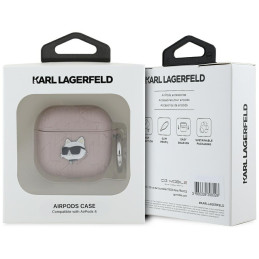 Karl Lagerfeld Monogram Choupette dėklas AirPods 4 ausinėms – rožinis
