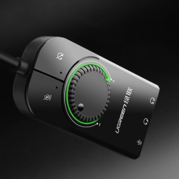 „Ugreen“ išorinė garso plokštė, muzikos adapteris, USB - 3,5 mm mini lizdas su garsumo reguliatoriumi, 15 cm, juodas (40...