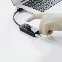 „Ugreen“ išorinė garso plokštė, muzikos adapteris, USB - 3,5 mm mini lizdas su garsumo reguliatoriumi, 15 cm, juodas (40...
