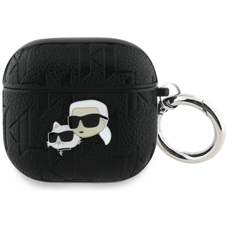 Karl Lagerfeld Monogram Karl & Choupette dėklas AirPods 4 ausinėms – juodas