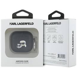 Karl Lagerfeld Monogram Karl & Choupette dėklas AirPods 4 ausinėms – juodas