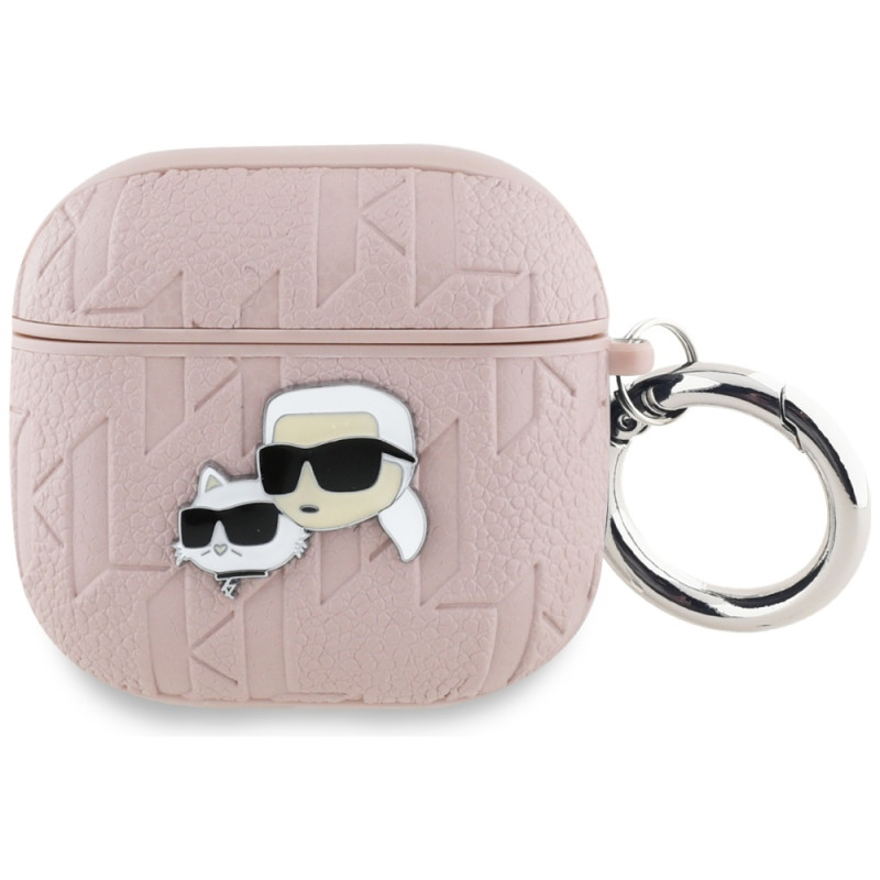 Karl Lagerfeld Monogram Karl & Choupette dėklas AirPods 4 ausinėms – rožinis