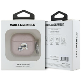 Karl Lagerfeld Monogram Karl & Choupette dėklas AirPods 4 ausinėms – rožinis