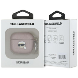 Karl Lagerfeld Monogram Karl Head dėklas, skirtas AirPods 4 ausinėms – rožinis